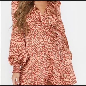 NWT Pretty Little Things Satin Leopard Print Dress Size 10